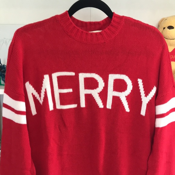 SHOW ME YOUR MUMU Varsity MERRY Sweater - Picture 4 of 12